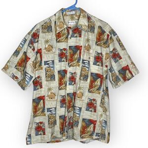 Pierre Cardin 100 cotton Floral Hawaiian Button Down shirt size Large
